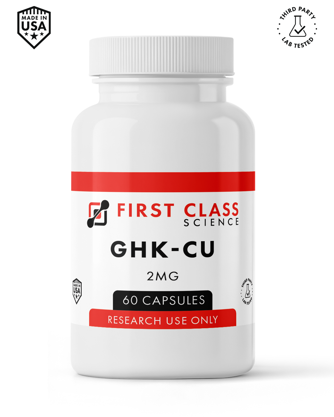 GHK-Cu capsules 2mg research peptide by First Class Science
