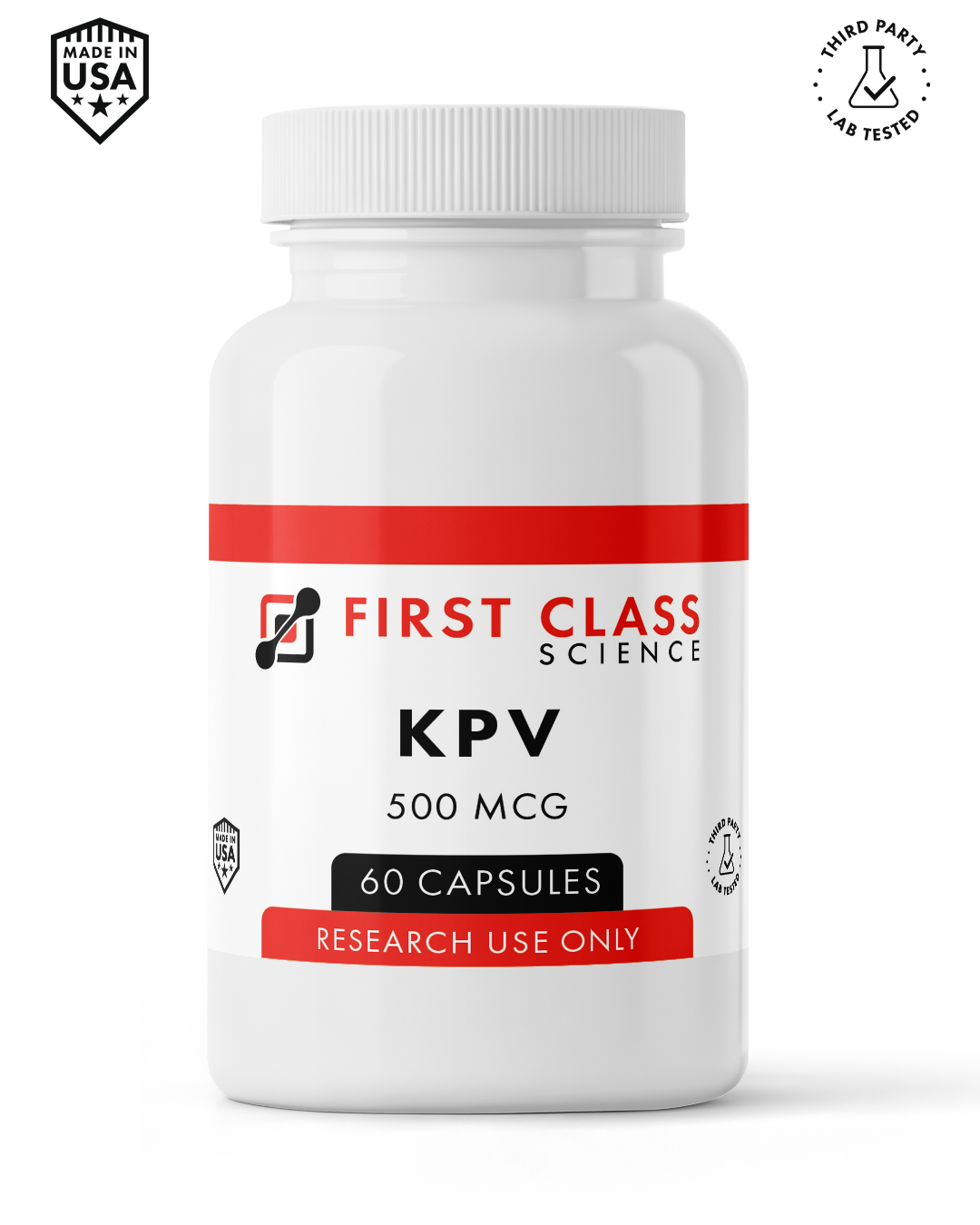 KPV research peptide capsules 500mcg by First Class Science